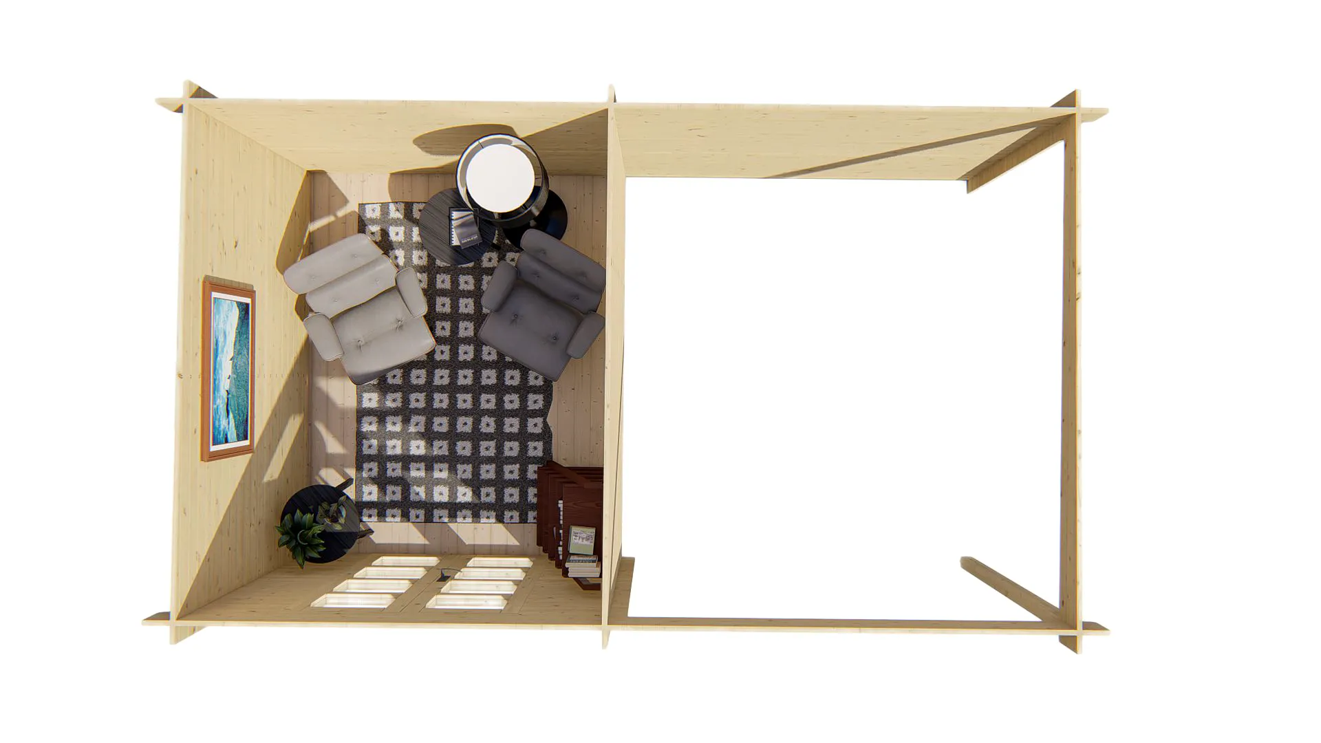 Tuinhuis Jette van bovenaf gezien